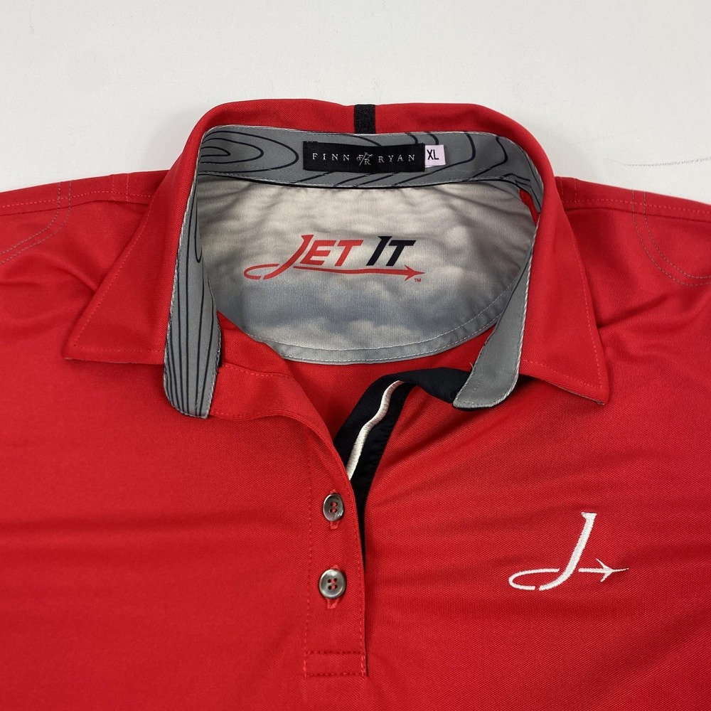 Jet It Polo Shirt Womens XL Red Performance Stretch American Flag‎ Embroidered